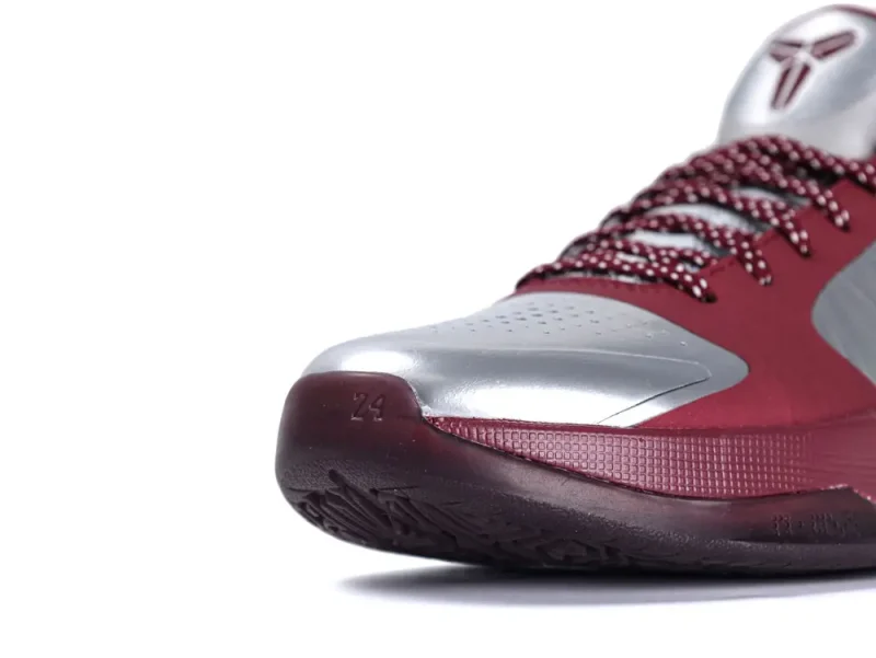 Close-up of red and silver sneaker