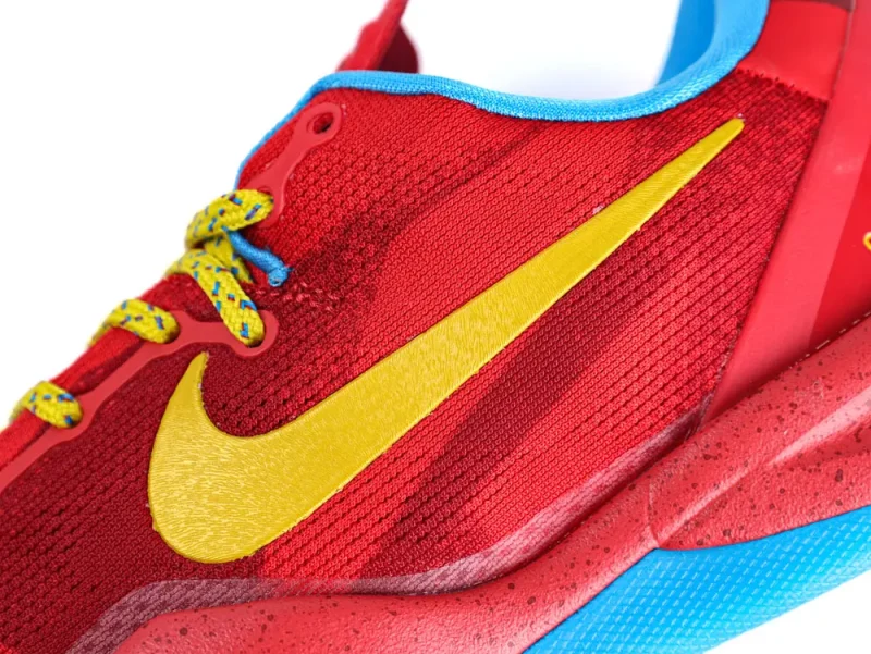Red and yellow Kobe sneaker detailw swoosh