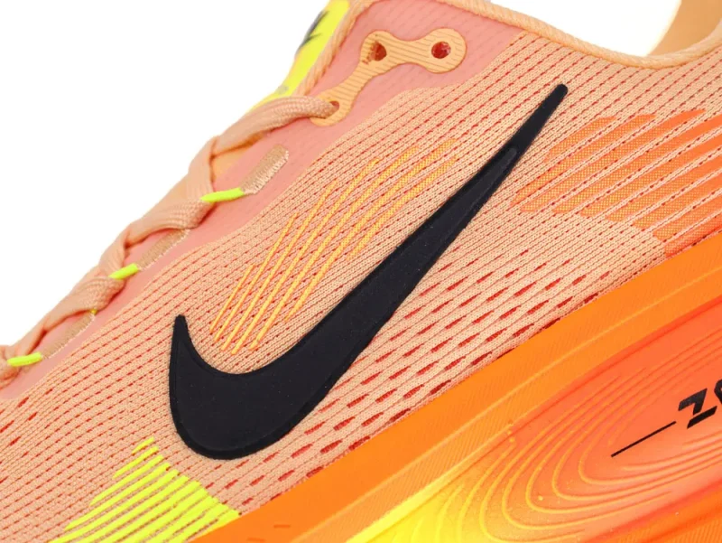 Lightweight orange mesh running shoe
