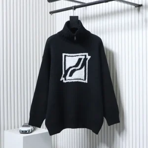 WE11 DONE Classic Logo Half-Zip Turtleneck Sweater