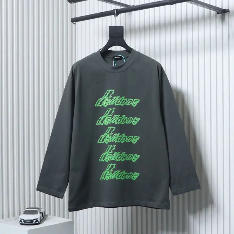 WE11 DONE Fluorescent Green Bullet Screen Letter Print T-Shirt