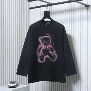 WE11 DONE Fluorescent Line Bear Washed Retro T-Shirt