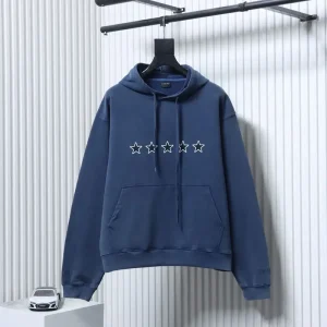 Blue hoodie with text on back