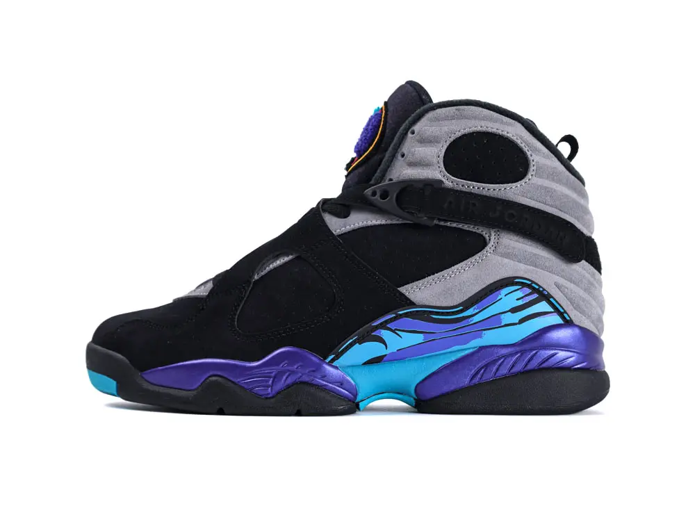 Front view of the outer side of the left shoe.