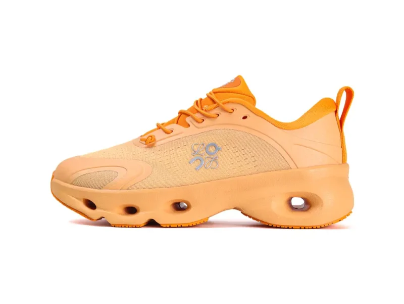 Light yellow athletic sneaker with details