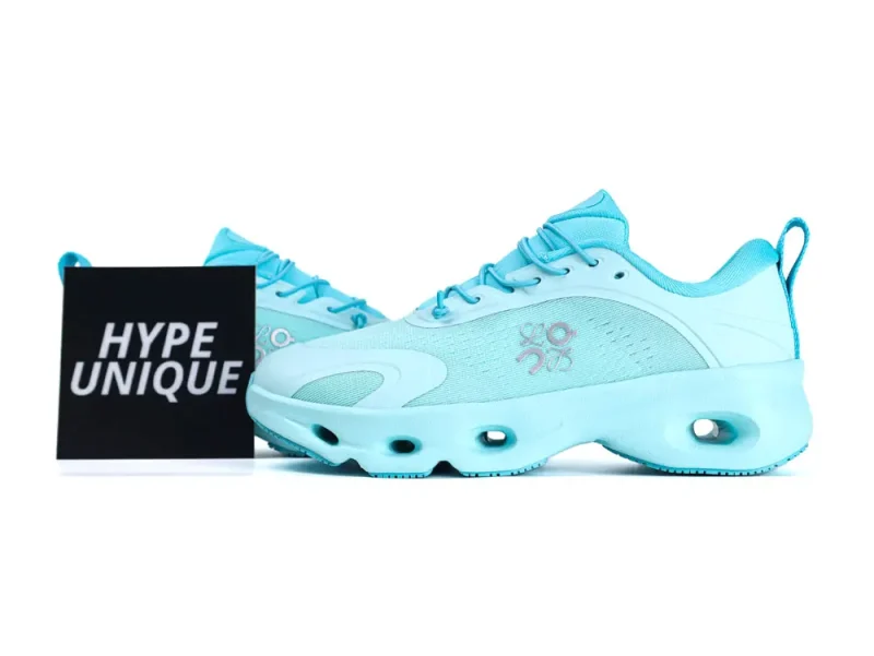 Light blue athletic sneaker with design