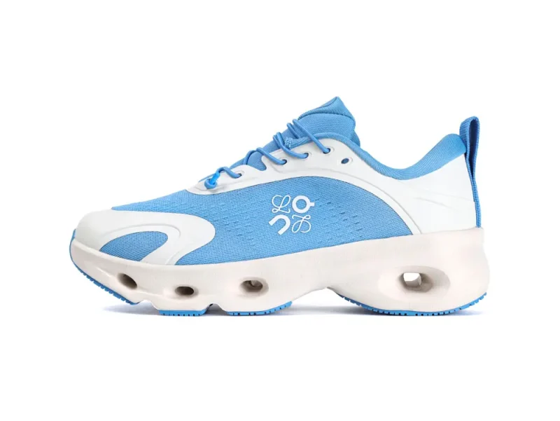 Purple and white athletic sneaker design