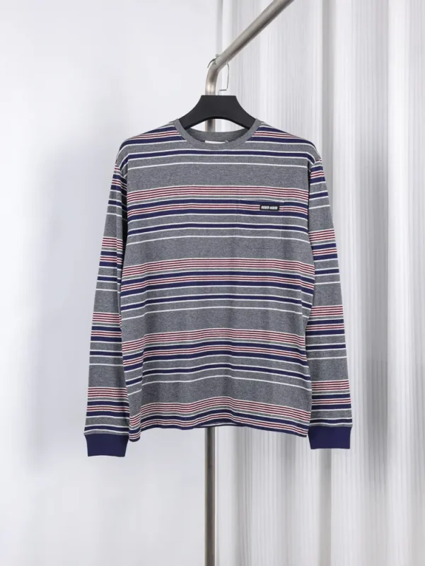 Miu Miu Striped Long Sleeve Tee