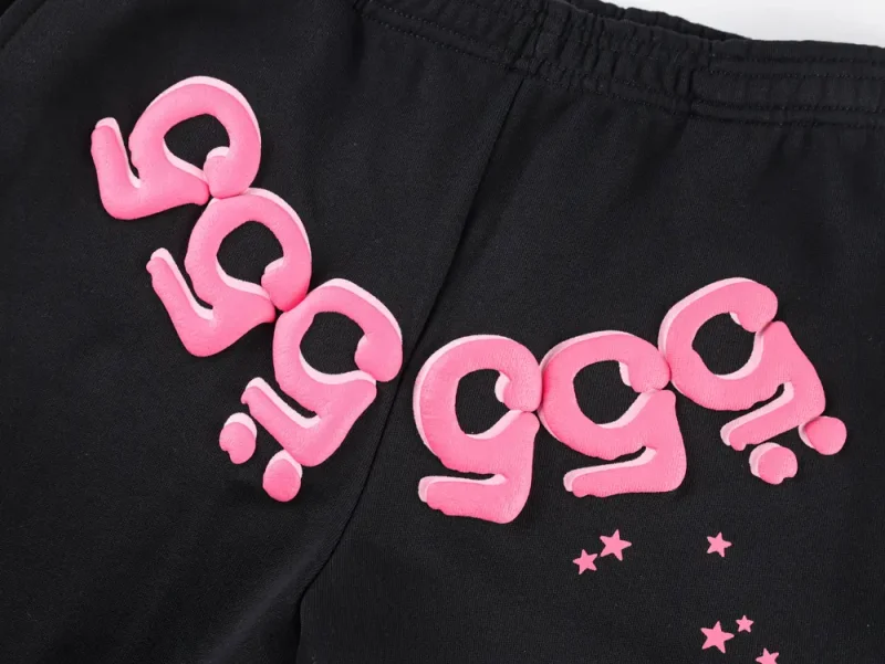 the pink 555 logo on the back of the pant