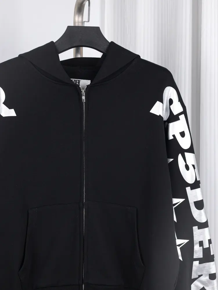 Sp5der MX555 Zip Hoodie in Black