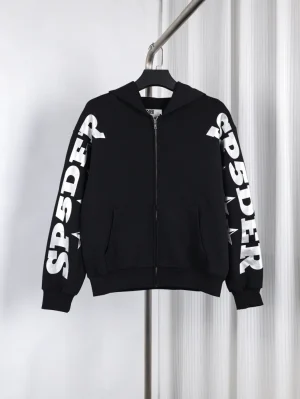 Sp5der MX555 Zip Hoodie in Black