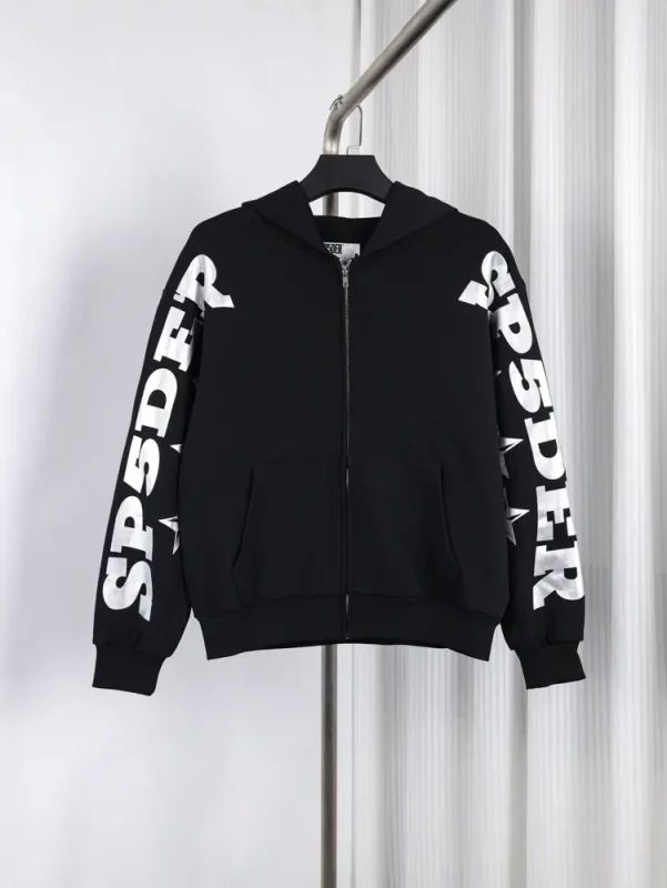 Sp5der MX555 Zip Hoodie in Black