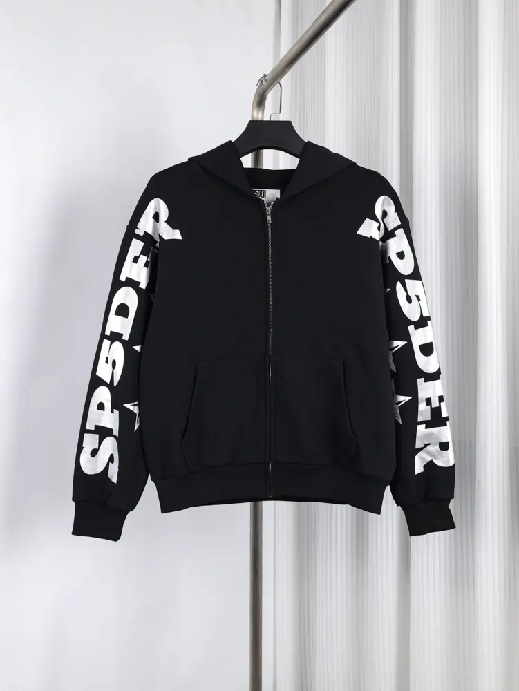 Sp5der MX555 Zip Hoodie in Black