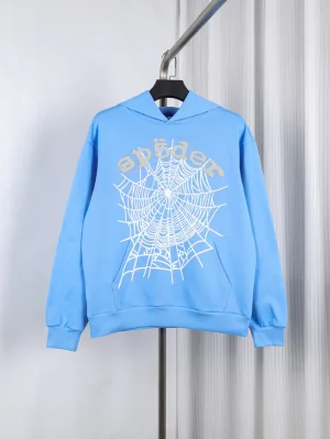 Sp5der OG Web V2 Hoodie in the 'Dusty Blue'