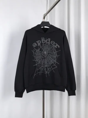 Sp5der Phantom Web Hoodie in black