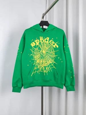 Sp5der Star OG Web V2 Hoodie in the "Slime Green"