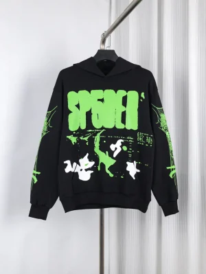 Black Sp5der X-Ray Hoodie (front view)