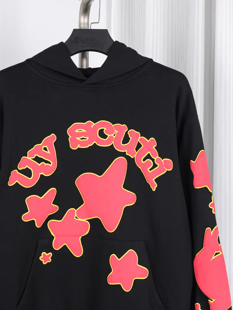 Sp5der x UY SCUTI Hoodie in Black Red. - Image 4