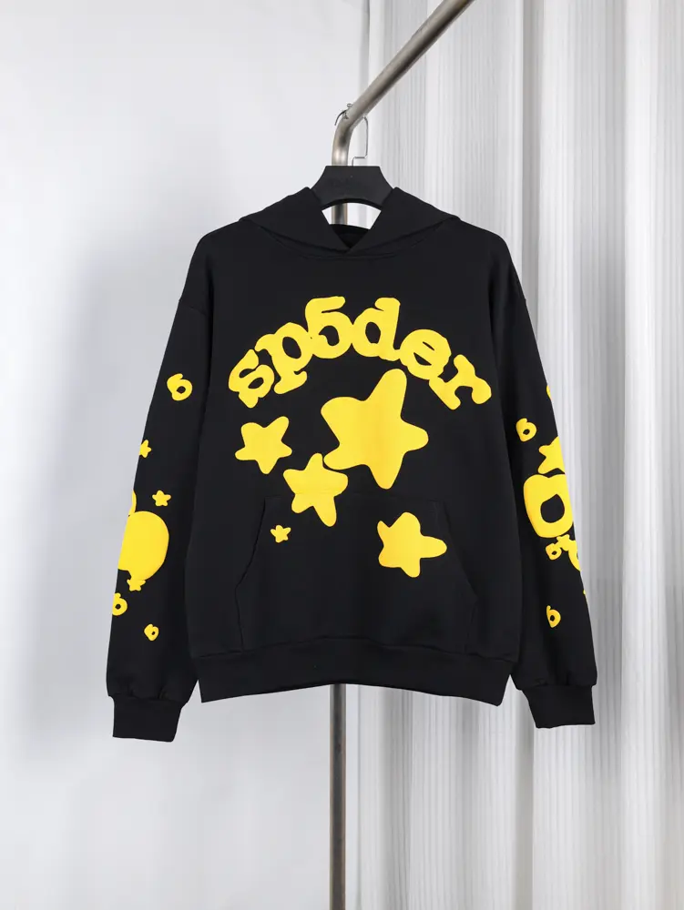 Sp5der x UY SCUTI Hoodie in Black Yellow