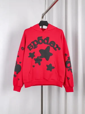 Sp5der x UY SCUTI Hoodie in Red Black