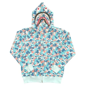 A BATHING APE 1ST CAMO Shark Hoodie color Blue