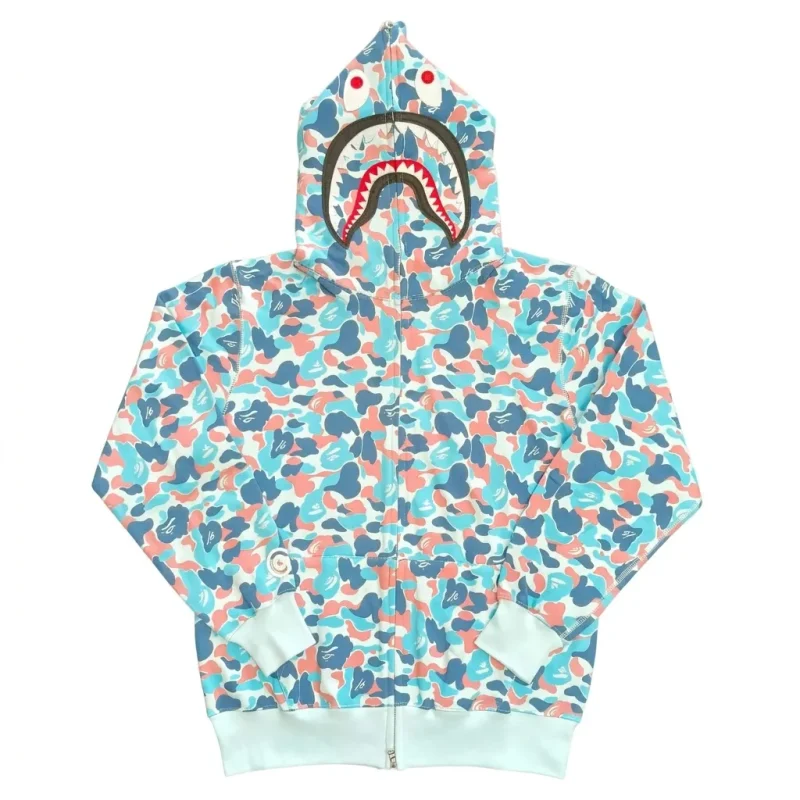 A BATHING APE 1ST CAMO Shark Hoodie color Blue