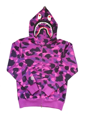 A BATHING APE 1ST CAMO Shark Hoodie color Pink