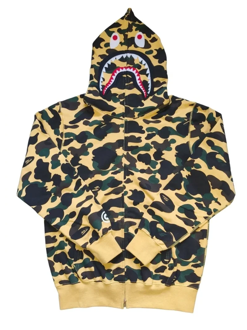 A BATHING APE 1ST CAMO Shark Hoodie color Yellow
