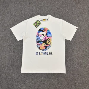 A Bathing Ape Art Camo Ape Head Graphic T-Shirt color White