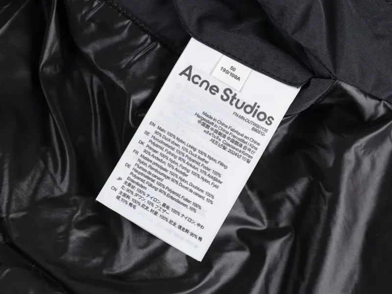 Jacket with visible label displaying product information