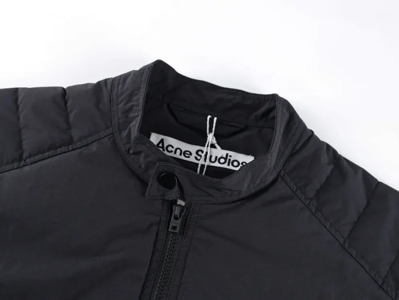 Jacket with close-up of collar and zipper.