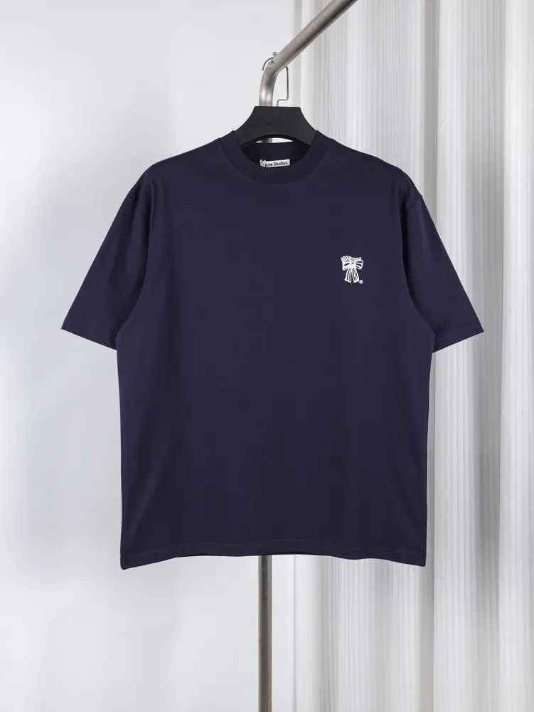 Acne Ribbon Logo T-Shirt - Dark Blue
