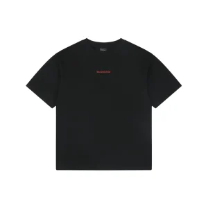 Small Front Big Back Red Logo Cotton T-Shirt