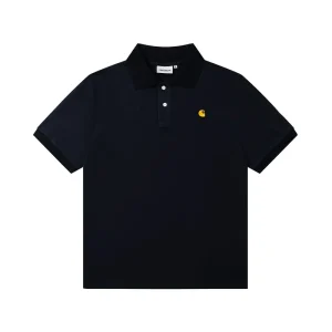 Carhartt Classic Gold Logo Embroidered Polo T-Shirt color Black
