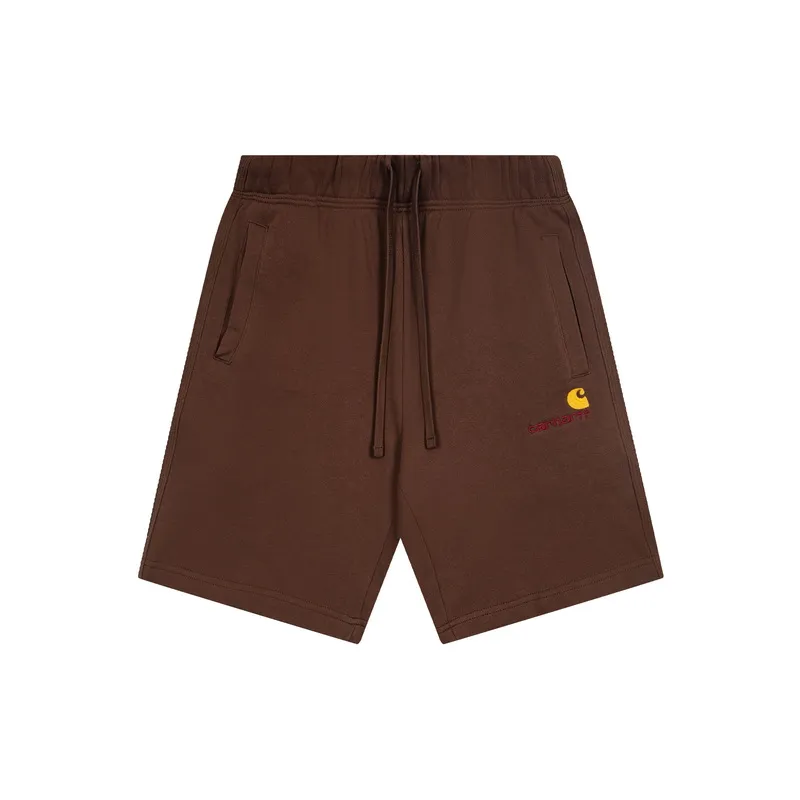 Carhartt WIP Classic Gold Logo Embroidered Sweat Short color Brown