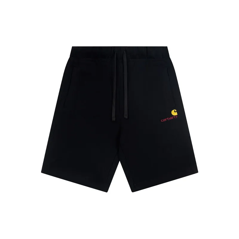 Carhartt WIP Classic Gold Logo Embroidered Sweat Shorts color Black