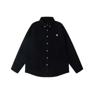 Carhartt WIP Corduroy Logo Embroidery Long Sleeve Shirt color Black