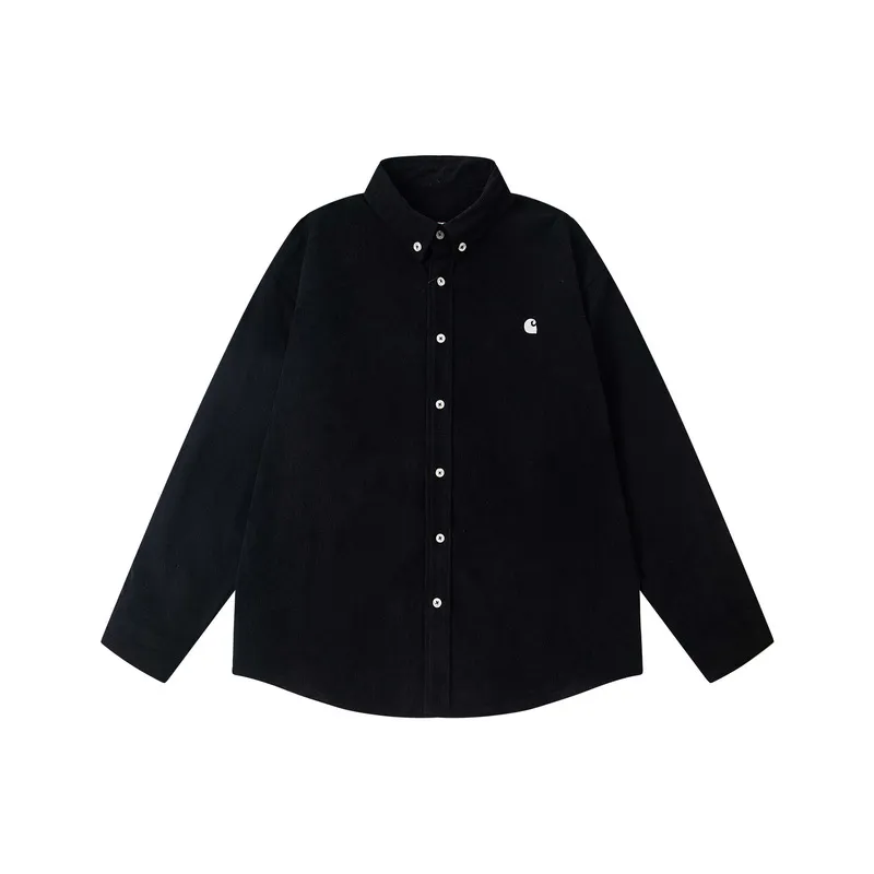 Carhartt WIP Corduroy Logo Embroidery Long Sleeve Shirt color Black