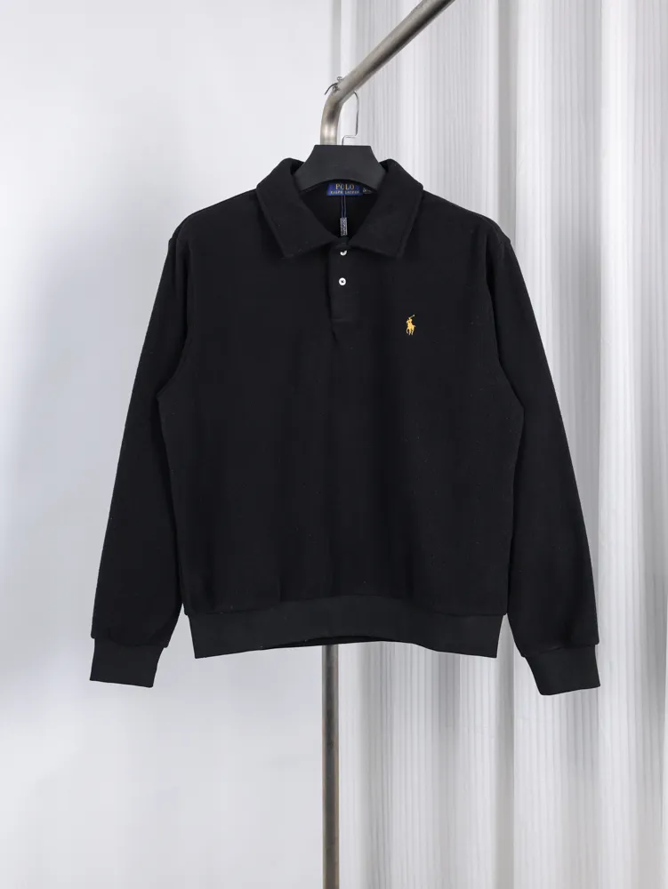 Double-Face Fleece Polo Shirt color Black