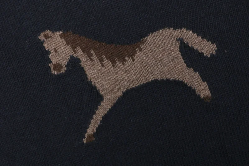 Four-Bar Back Pony Hooded Jacket pony graphic knit detail