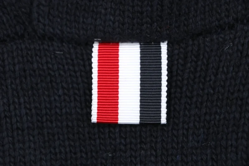 Four-Bar Back Pony Hooded Jacket tricolor stripe label detail
