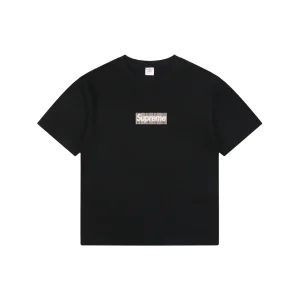 Sup Box Logo Plaid Print Cotton T-Shirt color Black