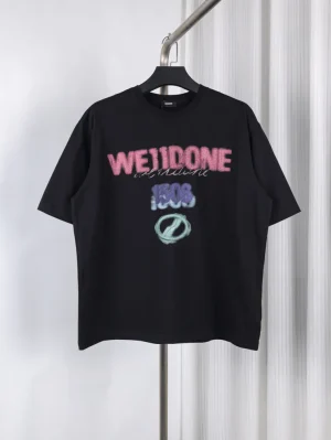 Well Done Blurred Logo Oversized T-Shirt Color Black
