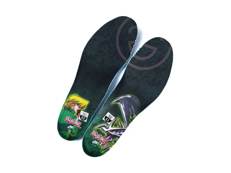 Colorful printed insoles featuring anime designs, made from soft synthetic material.