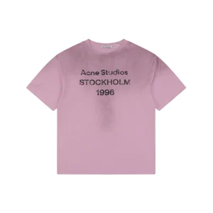 Acne 1996 Mottled Letter Pink T-Shirt