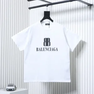 BLCG Double B Logo Print Cotton T-Shirt - White