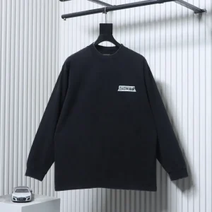 BLCG Tape Logo Distressed Cotton Long Sleeve T-Shirt