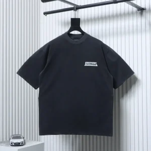 BLCG Tape Logo Distressed Cotton Short Sleeve T-Shirt