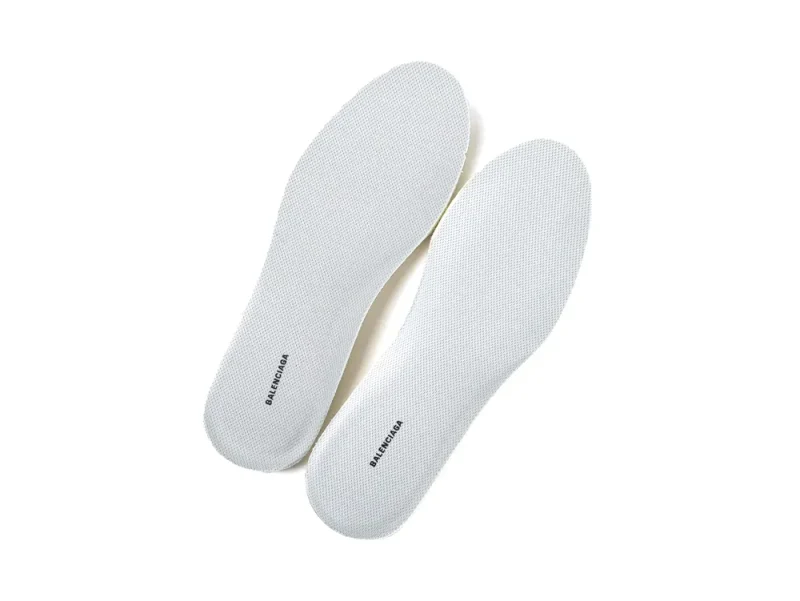 White fabric shoe insoles with brand name printed on them.