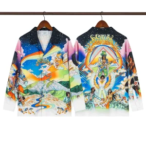 C-Blanca Expressionist Abstract Face Silk Shirt
